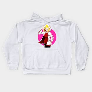 Illustration of a female character with a sporty appearance Kids Hoodie